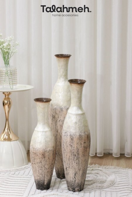 طقم فازات معدن هندي ثقيل من 3 قطع